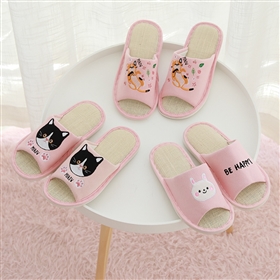 Cat Rabbit Linen Slippers